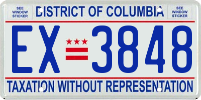 DC license plate EX3848