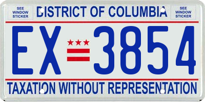 DC license plate EX3854