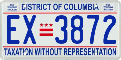 DC license plate EX3872