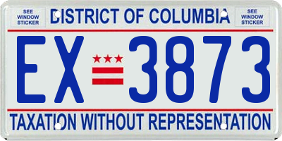 DC license plate EX3873