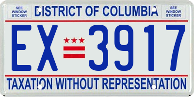 DC license plate EX3917