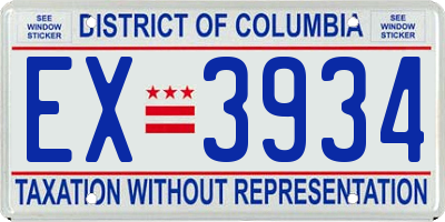 DC license plate EX3934
