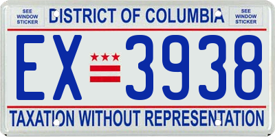 DC license plate EX3938