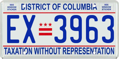 DC license plate EX3963