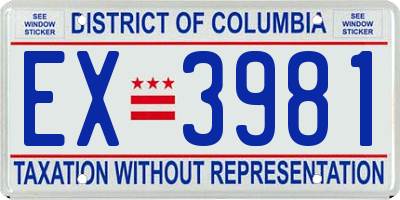 DC license plate EX3981