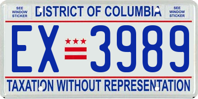 DC license plate EX3989