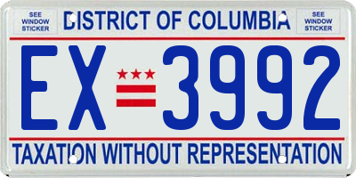 DC license plate EX3992