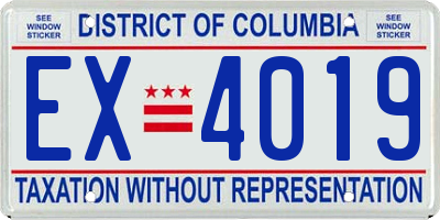 DC license plate EX4019
