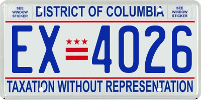 DC license plate EX4026