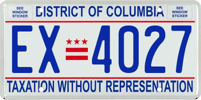 DC license plate EX4027