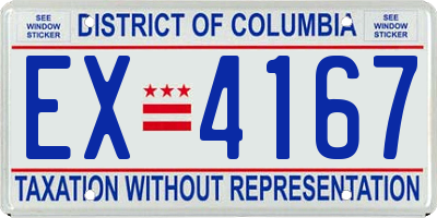 DC license plate EX4167