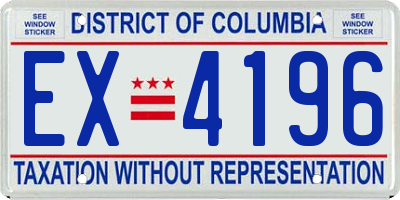DC license plate EX4196