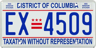 DC license plate EX4509