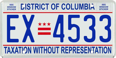 DC license plate EX4533