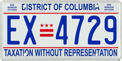 DC license plate EX4729