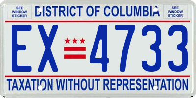 DC license plate EX4733