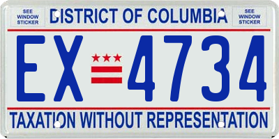 DC license plate EX4734