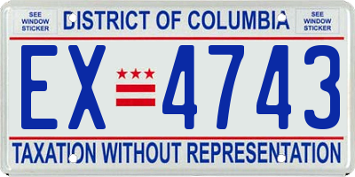 DC license plate EX4743