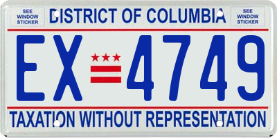 DC license plate EX4749