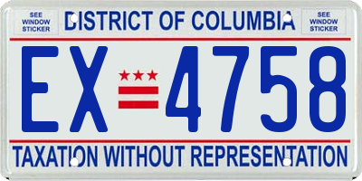DC license plate EX4758