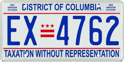 DC license plate EX4762
