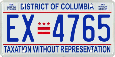 DC license plate EX4765