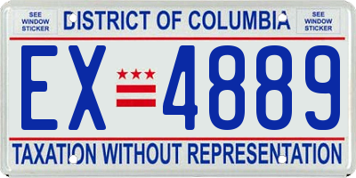 DC license plate EX4889