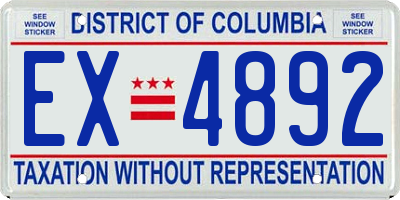DC license plate EX4892