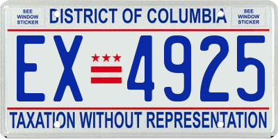 DC license plate EX4925