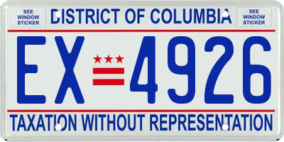 DC license plate EX4926