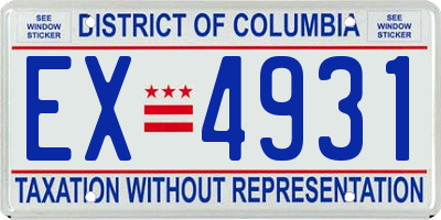 DC license plate EX4931