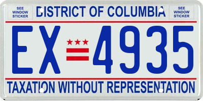 DC license plate EX4935