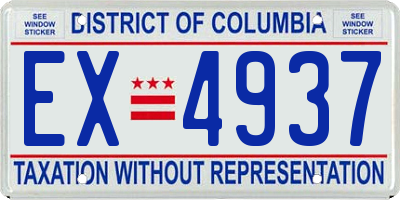 DC license plate EX4937