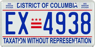 DC license plate EX4938