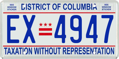 DC license plate EX4947