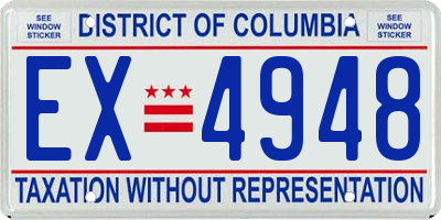 DC license plate EX4948