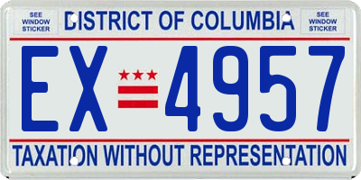 DC license plate EX4957