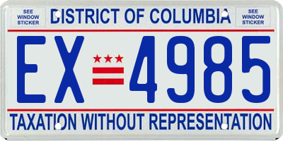 DC license plate EX4985