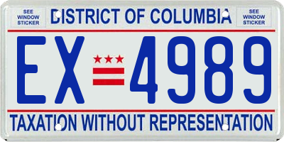 DC license plate EX4989