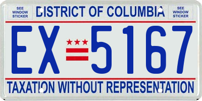 DC license plate EX5167