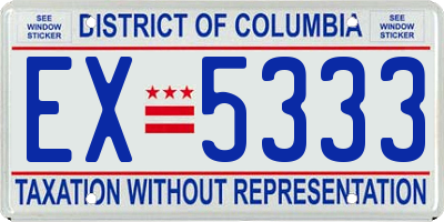 DC license plate EX5333