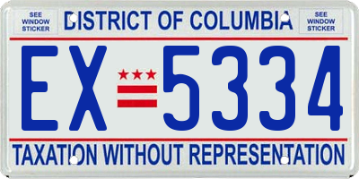 DC license plate EX5334