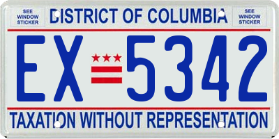 DC license plate EX5342