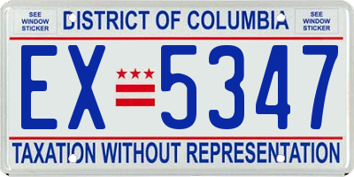 DC license plate EX5347