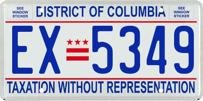 DC license plate EX5349