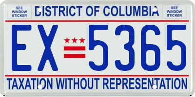 DC license plate EX5365