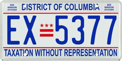 DC license plate EX5377