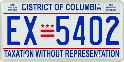 DC license plate EX5402