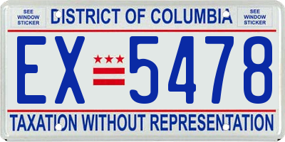 DC license plate EX5478