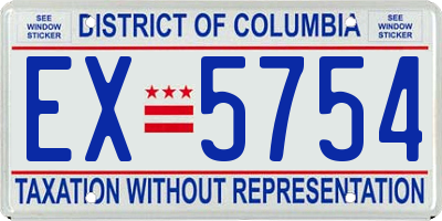 DC license plate EX5754